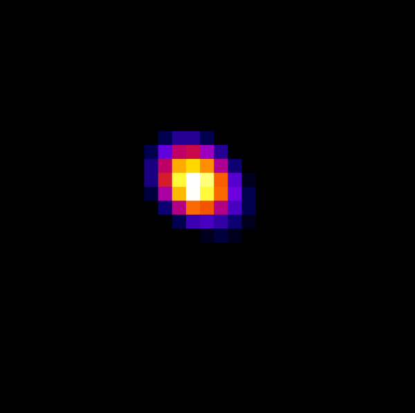 image of laser beam on InGaAs sensor with 15 µm pixel pitch